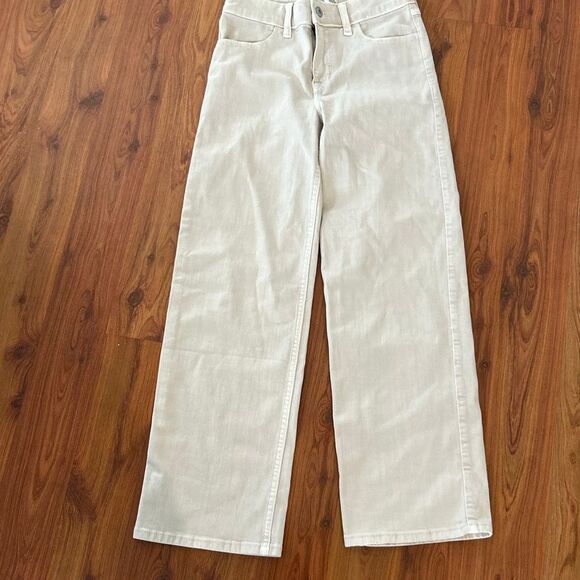 Abercrombie & Fitch high-rise wide leg 11/2 Stretch jeans size 11/12 regular cre - Picture 1 of 6